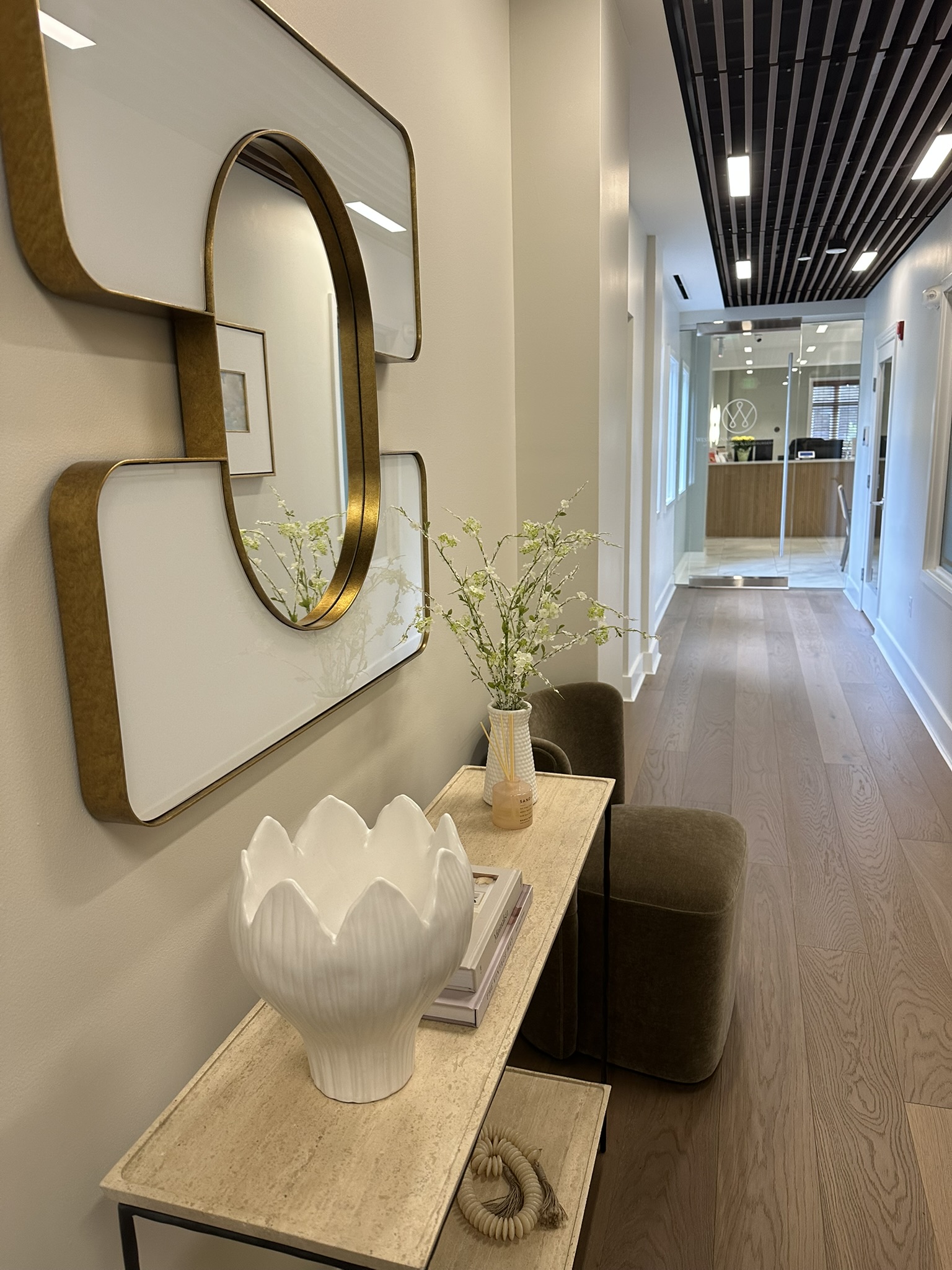 The hallway to the medical spa